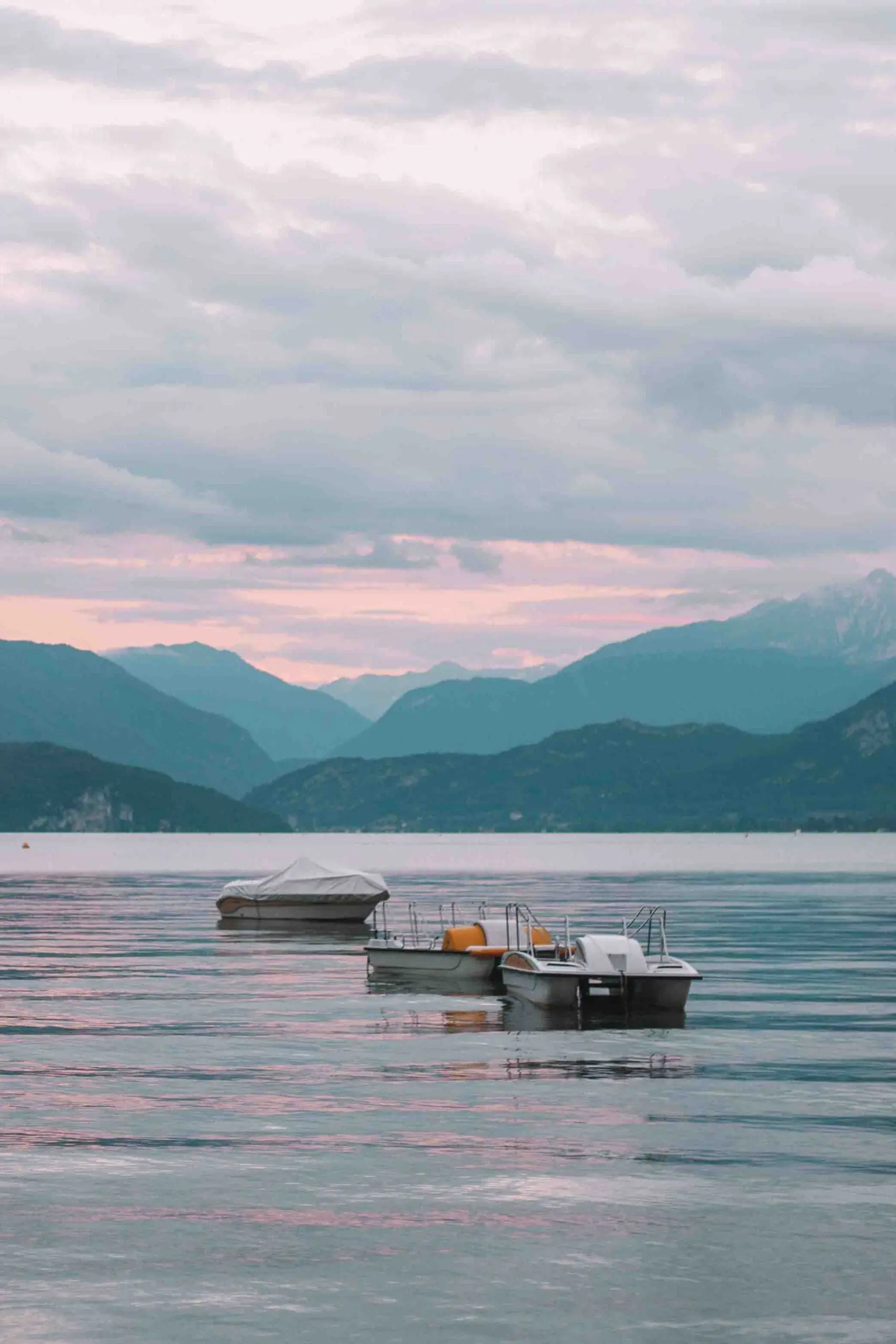 lake annecy at sunset