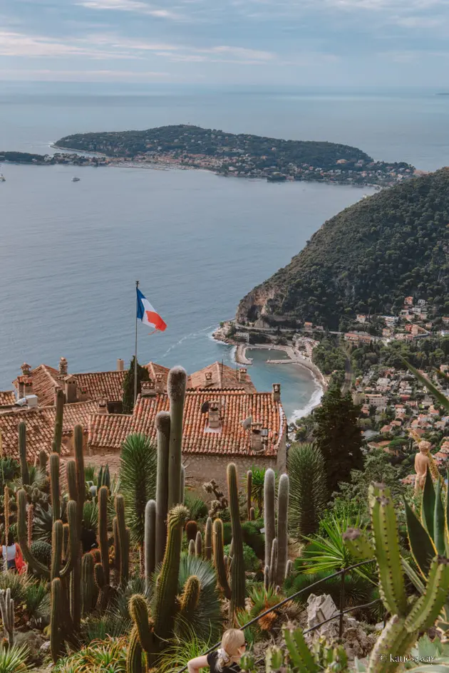 The view from the exotic garden in Eze looking over the village and the côte d'azur