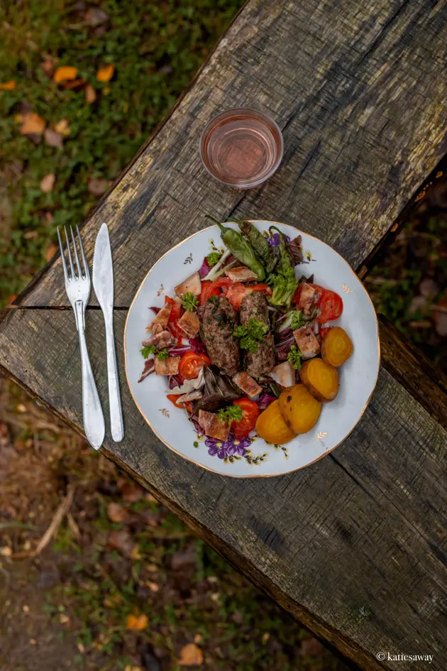 Lamb kofta and vegetables made from local produce from Falkenberg